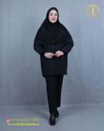 مانتو کتان بغل دکمه سایزبزرگ مشکی