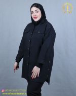 مانتو کتان بغل دکمه سایزبزرگ اداری