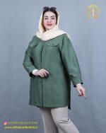 مانتو کتان بغل دکمه سایزبزرگ سبز