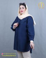مانتو کتان بغل دکمه سایزبزرگ