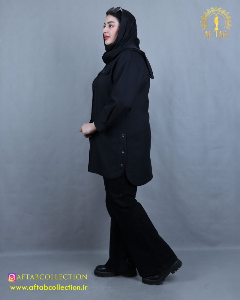 مانتو کتان بغل دکمه سایزبزرگ