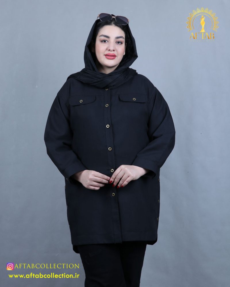 مانتو کتان بغل دکمه سایزبزرگ