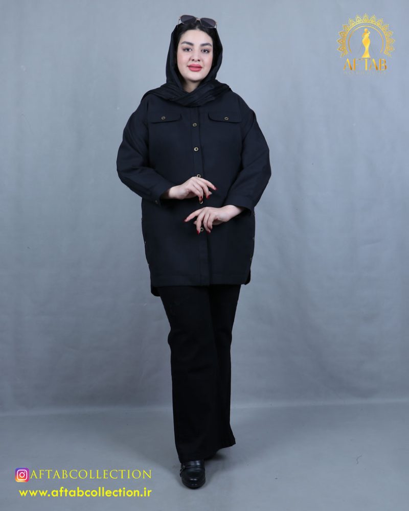 مانتو کتان بغل دکمه سایزبزرگ