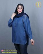مانتو جین تنسل گلدوزی سایزبزرگ تابستانه