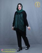 شومیز حریر آستین پلیسه سایزبزرگ سبز