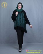 شومیز حریر آستین پلیسه سایزبزرگ نما جلو
