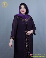 لباس مجلسی بلند خرجکار پولک مخملی سایزبزرگ نما نزدیک