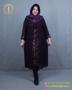 لباس مجلسی بلند خرجکار پولک مخملی سایزبزرگ بنفش