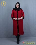 لباس مجلسی بلند خرجکار پولک مخملی سایزبزرگ زرشکی