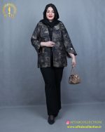 مانتو ژاکارد یقه آمریکایی سایزبزرگ