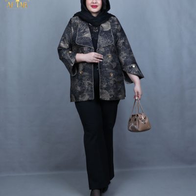 مانتو ژاکارد یقه آمریکایی سایزبزرگ