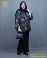 مانتو ژاکارد یقه آمریکایی سایزبزرگ نما دور