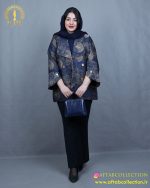 مانتو ژاکارد یقه آمریکایی سایزبزرگ شیک