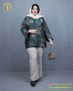 مانتو ژاکارد یقه آمریکایی سایزبزرگ سبز