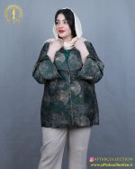 مانتو ژاکارد یقه آمریکایی سایزبزرگ مجلسی