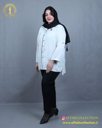 شومیز ساتن تک جیب سایزبزرگ استخوانی