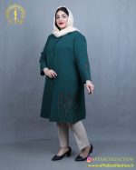 مانتو مجلسی گلدوزی برگ سایزبزرگ نما بغل