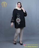 مانتو بیسکوییتی قاصدک سایزبزرگ مشکی