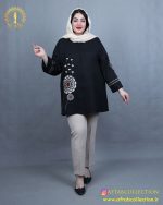 مانتو بیسکوییتی قاصدک سایزبزرگ مشکی رنگ