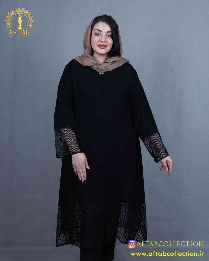 مانتو شانتون خرجکار یاخما سایزبزرگ نما نزدیک