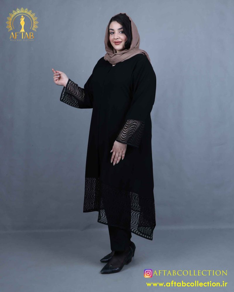 مانتو شانتون خرجکار یاخما سایزبزرگ نما بغل