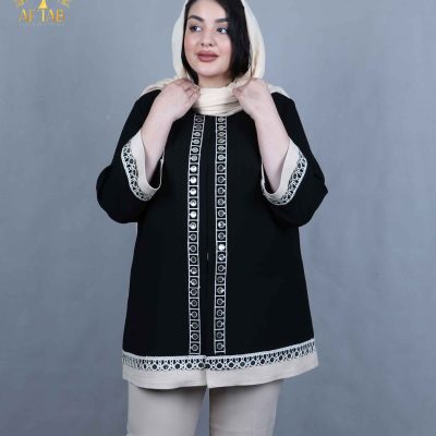 مانتو شانتون نوار آینه کنفی سایزبزرگ نما نزدیک