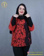 شومیز طرحدار مجلسی سایزبزرگ نما نزدیک
