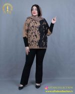 شومیز طرحدار مجلسی سایزبزرگ نما جلو