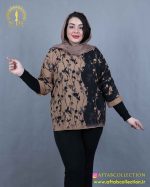 شومیز طرحدار مجلسی سایزبزرگ موکا