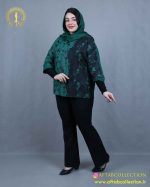 شومیز طرحدار مجلسی سایزبزرگ سبز