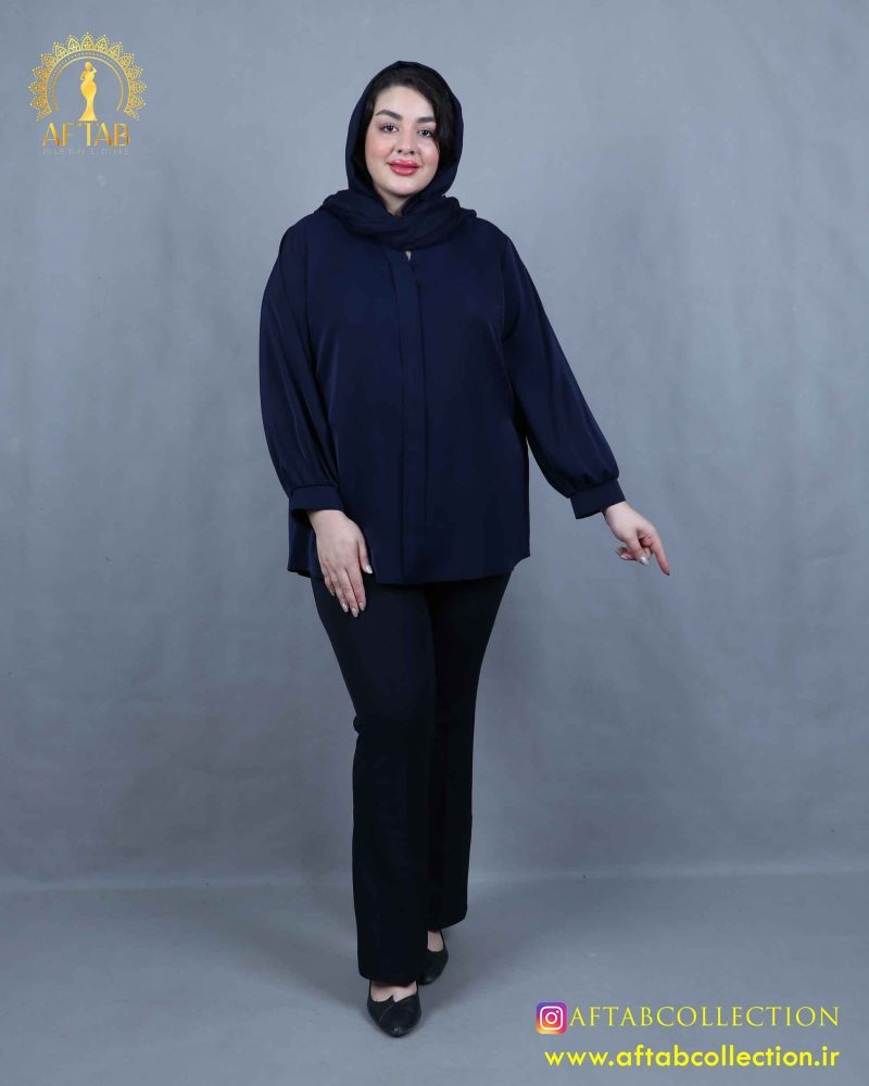 شومیز جلو سجاف سایزبزرگ سورمه ای شومیز جلو سجاف سایزبزرگ سورمه ای