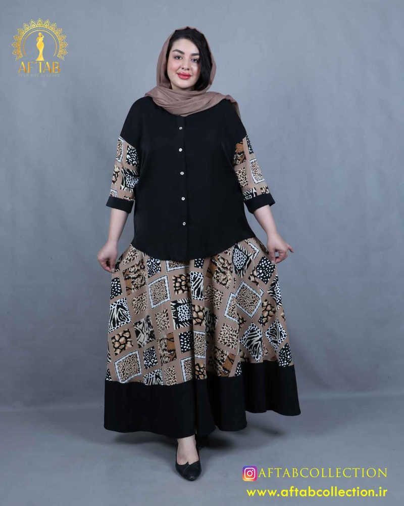 شومیز دامن الیزا سایزبزرگ کرم