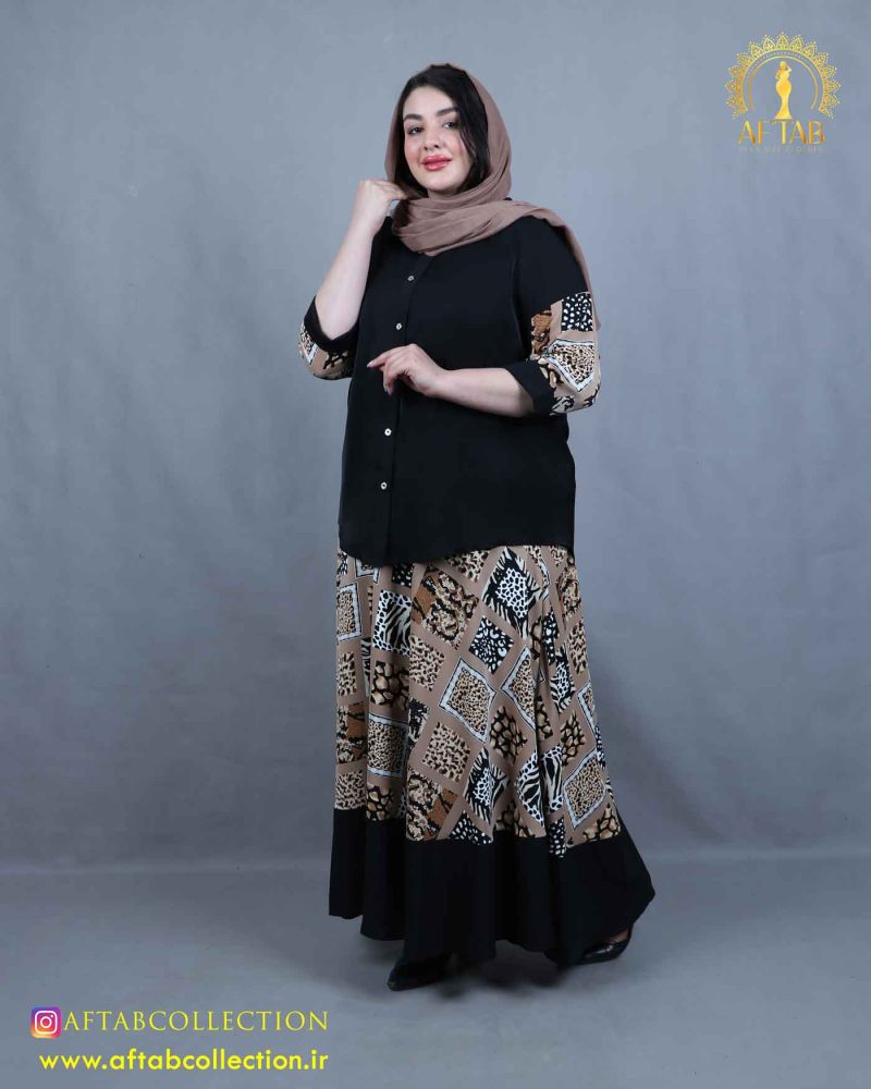 شومیز دامن الیزا سایزبزرگ کرم رنگ