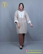 مانتو لنین ژاکارد سوزندوزی سایزبزرگ استخوانی