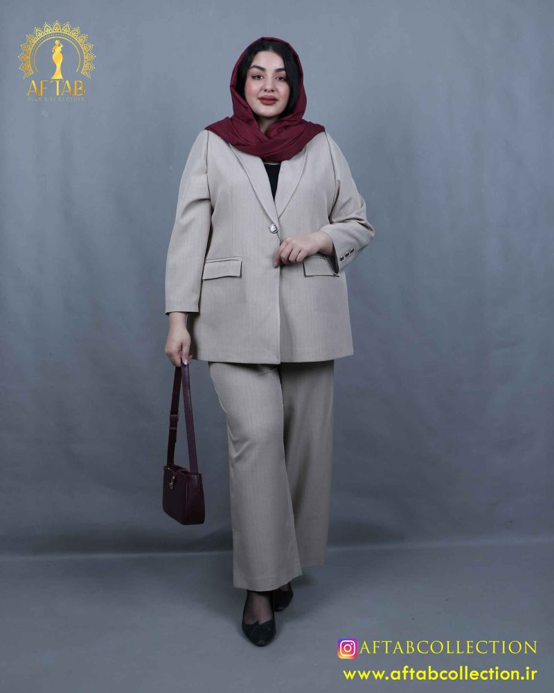 کت و شلوار دیپلمات تک دکمه سایزبزرگ کرم رنگ کت و شلوار دیپلمات تک دکمه سایزبزرگ کرم رنگ