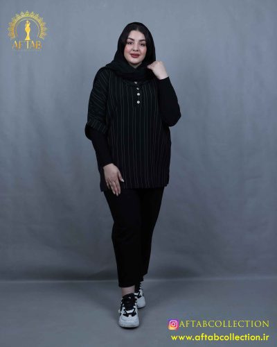 شومیز راه راه یقه انگلیسی سایزبزرگ