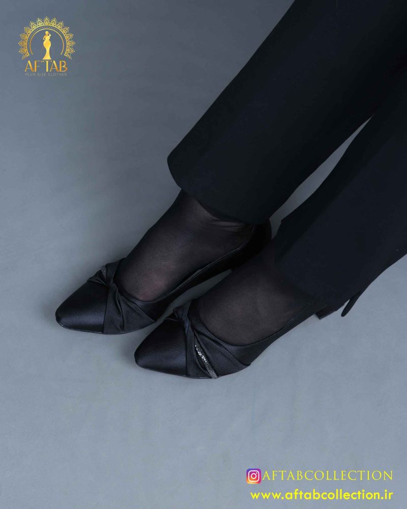 کفش مجلسی ساتن طرحدار نگینی پابزرگ مشکی
