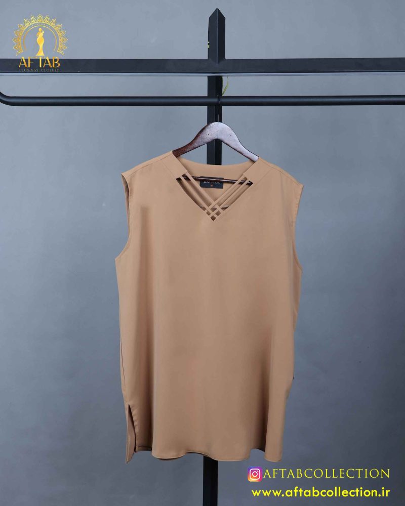 تاپ یقه بندی سایزبزرگ کرم