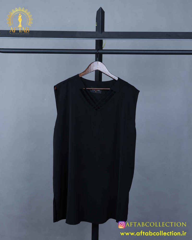 تاپ یقه بندی سایزبزرگ مشکی