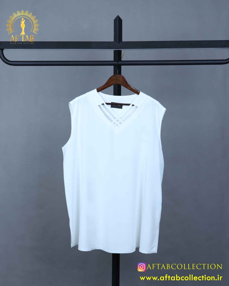 تاپ یقه بندی سایزبزرگ سفید
