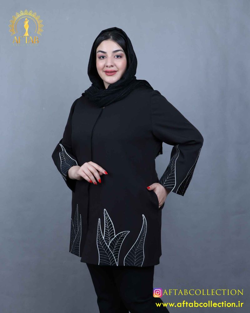مانتو مازراتی گلدوزی مخمل سایزبزرگ سبک