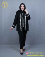 شومیز حریر دو تیکه طرحدار سایزبزرگ