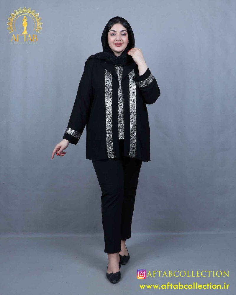شومیز حریر دو تیکه طرحدار سایزبزرگ