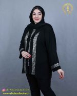 شومیز حریر دو تیکه طرحدار سایزبزرگ راحت