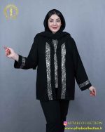 شومیز حریر دو تیکه طرحدار سایزبزرگ سبک