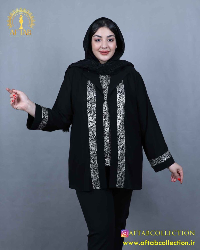 شومیز حریر دو تیکه طرحدار سایزبزرگ سبک