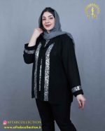 شومیز حریر دو تیکه طرحدار سایزبزرگ مجلسی