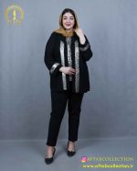 شومیز حریر دو تیکه طرحدار سایزبزرگ نما دور