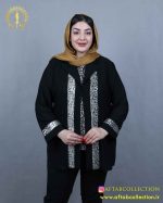 شومیز حریر دو تیکه طرحدار سایزبزرگ نما جلو