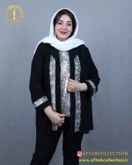 شومیز حریر دو تیکه طرحدار سایزبزرگ مجلسی